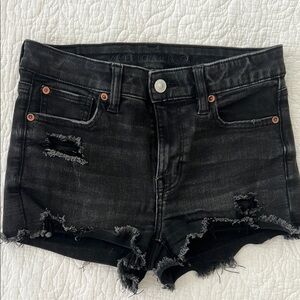 American Eagle Outfitters Black Distressed Jean Shorts